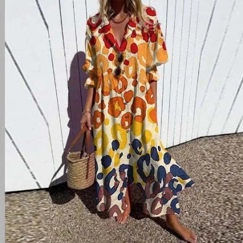 Rachel - Elegant Printed Loose Boho Maxi Dress