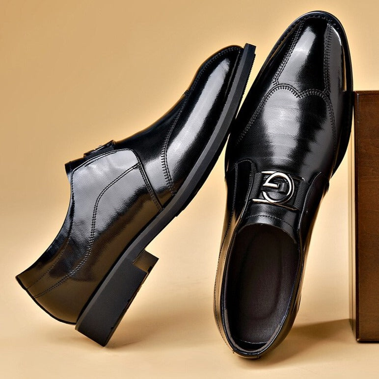 William - Embroidered Pointed Scalp Leather Shoes