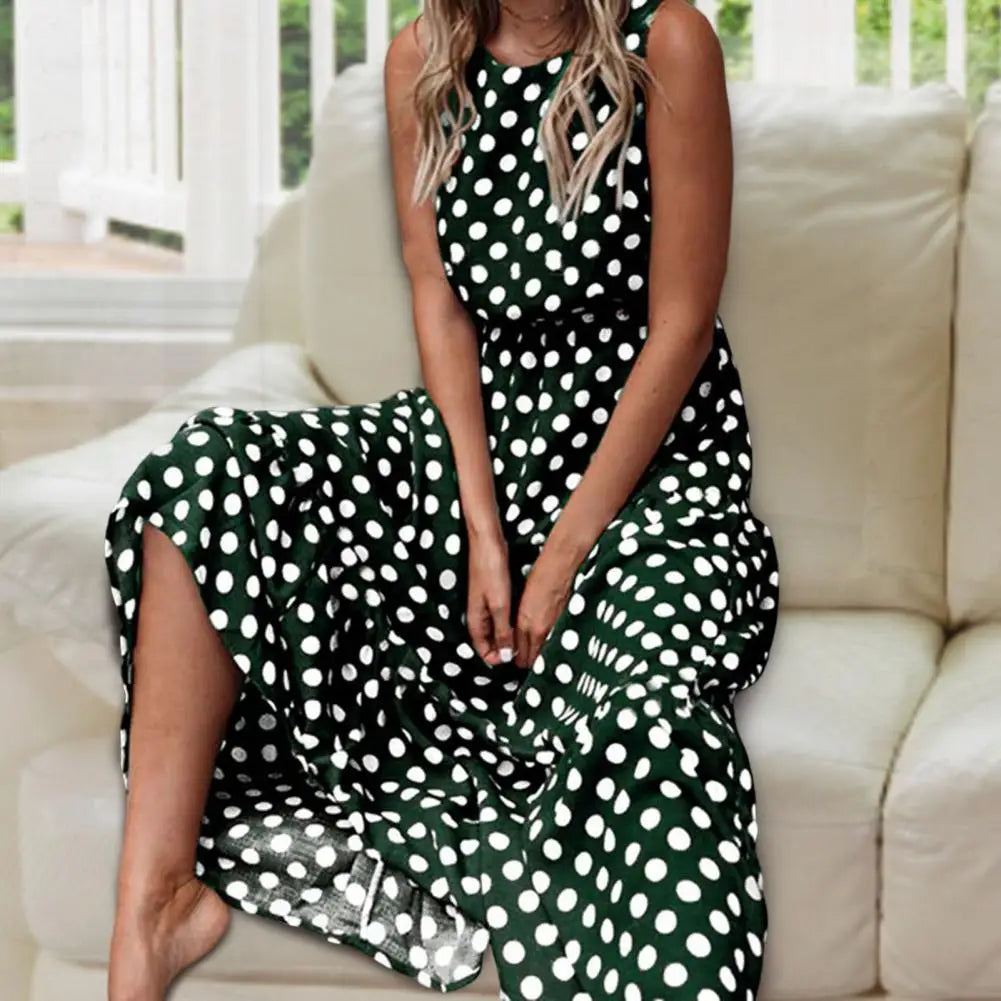 Paige - Boho Polka Dot Long Maxi Dress