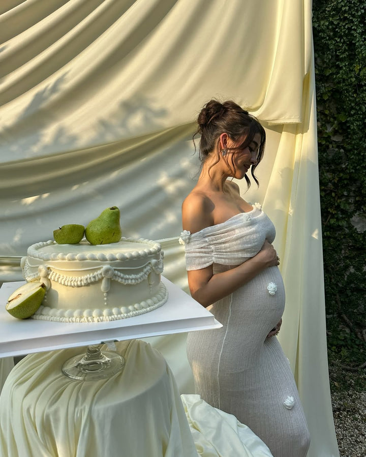 Lily - Women's Maternity Off-Shoulder Maxi Dress