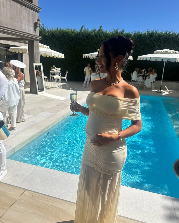 Emily - Tossy Off-Shoulder Mesh Long Party Dress