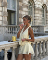 Pacha - Flattering Deep V-Neck Pleated Halter Dress