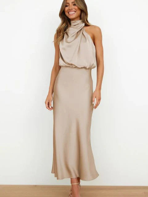 Cassidy - Luxury Sleeveless Silk Satin Long Dress