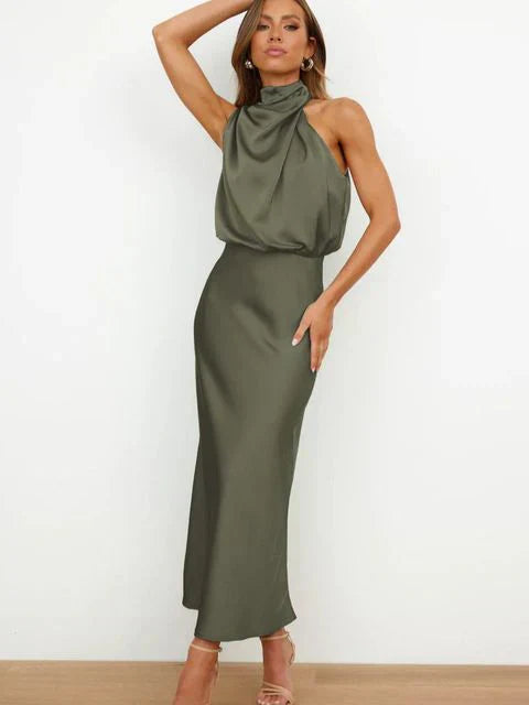 Cassidy - Luxury Sleeveless Silk Satin Long Dress