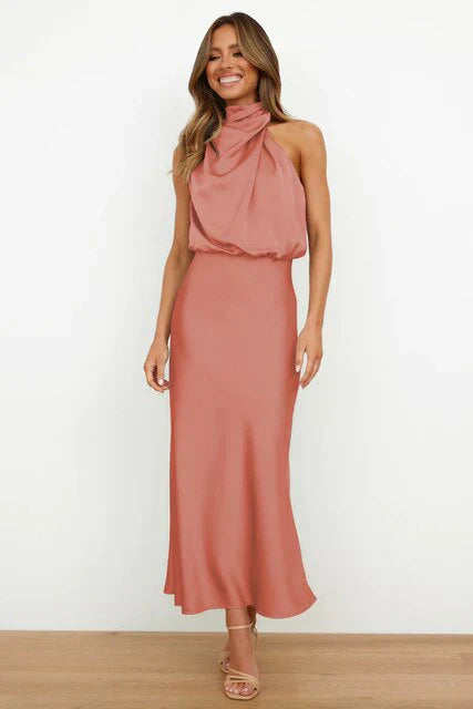 Cassidy - Luxury Sleeveless Silk Satin Long Dress