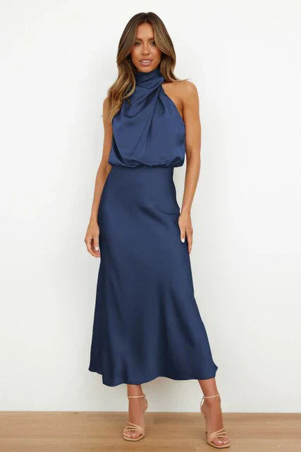 Cassidy - Luxury Sleeveless Silk Satin Long Dress