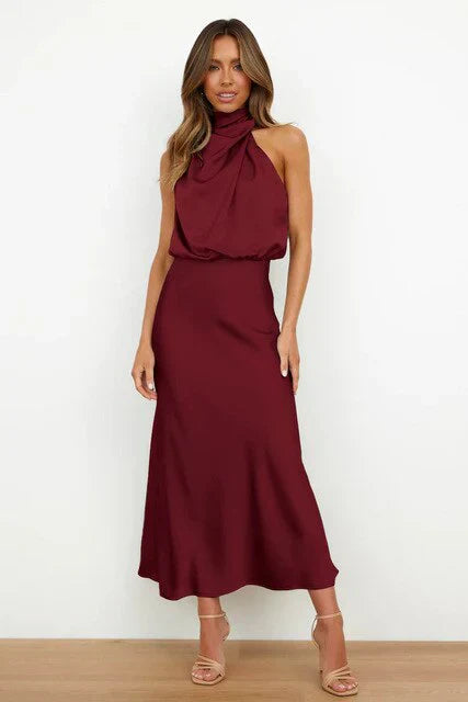 Cassidy - Luxury Sleeveless Silk Satin Long Dress