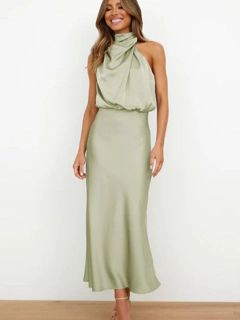 Cassidy - Luxury Sleeveless Silk Satin Long Dress
