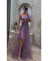 Faith - Mesh Sloping Shoulder Long Maxi Dress