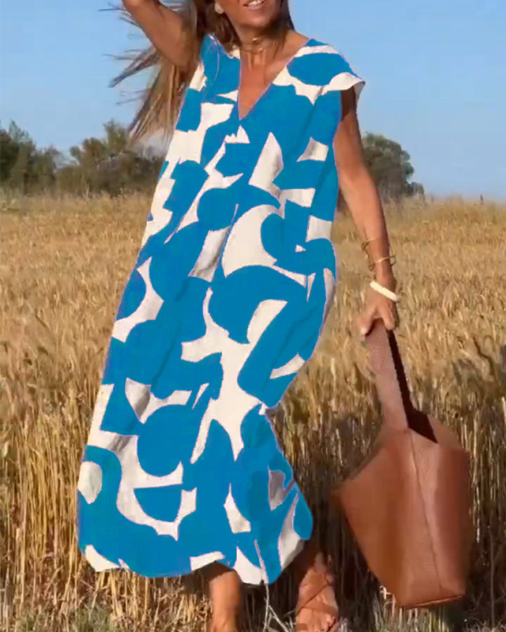 Remi - Women’s Boho Floral Print V-Neck Dress