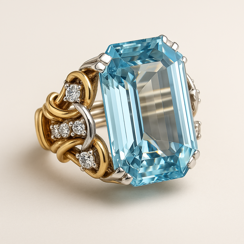 Melina - Vintage Blue Zircon Statement Ring
