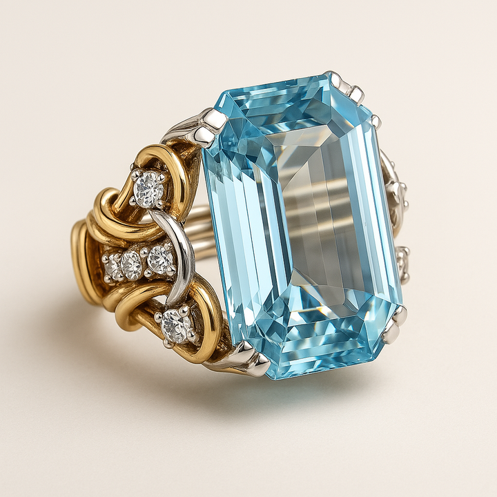 Melina - Vintage Blue Zircon Statement Ring