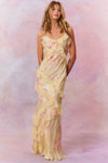 Luneth - Floral V-Neck Backless Maxi Dress