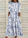 Elliora - Printed V-Neck Midi Dress