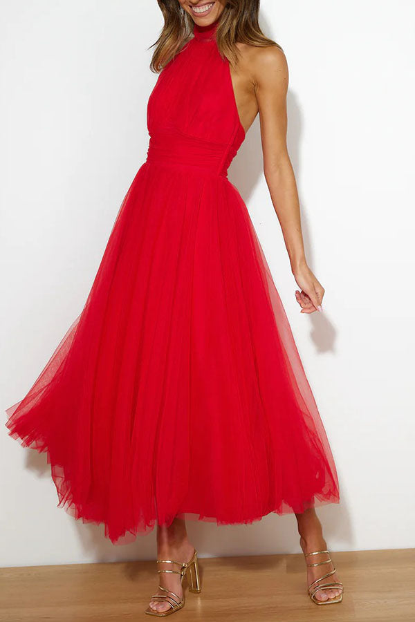 Jael - Elegant Mesh A-Line Evening Dress