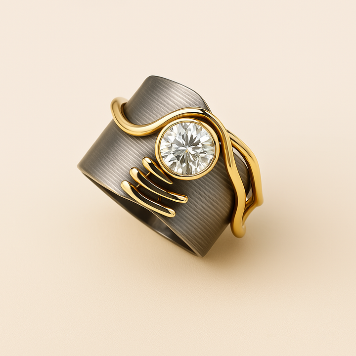 Louisa - Vintage Wave Rhinestone Statement Ring