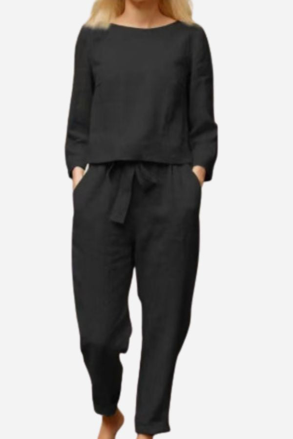 Ismeria - Cotton-Linen Monochrome 2-Piece Set