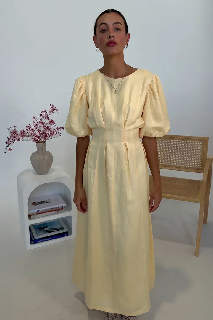 Halo - Elegant Puff Sleeve Maxi Dress