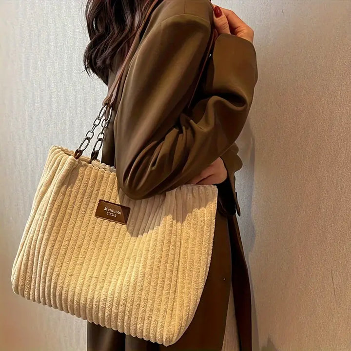 Maria - Fashionable Corduroy Tote Bag