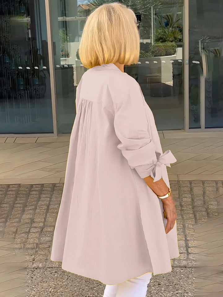 Isalyn - Flattering Cotton Stand Collar Jacket