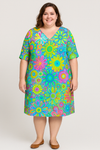 Kora - Floral Tummy Covering Knee-Length Dress