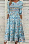 Tessaria - Summer Crewneck Floral Maxi Dress