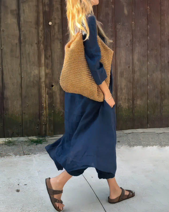 Isla - Loose Fit V-Neck Top & High-Waist Pants Set