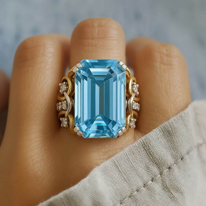 Melina - Vintage Blue Zircon Statement Ring