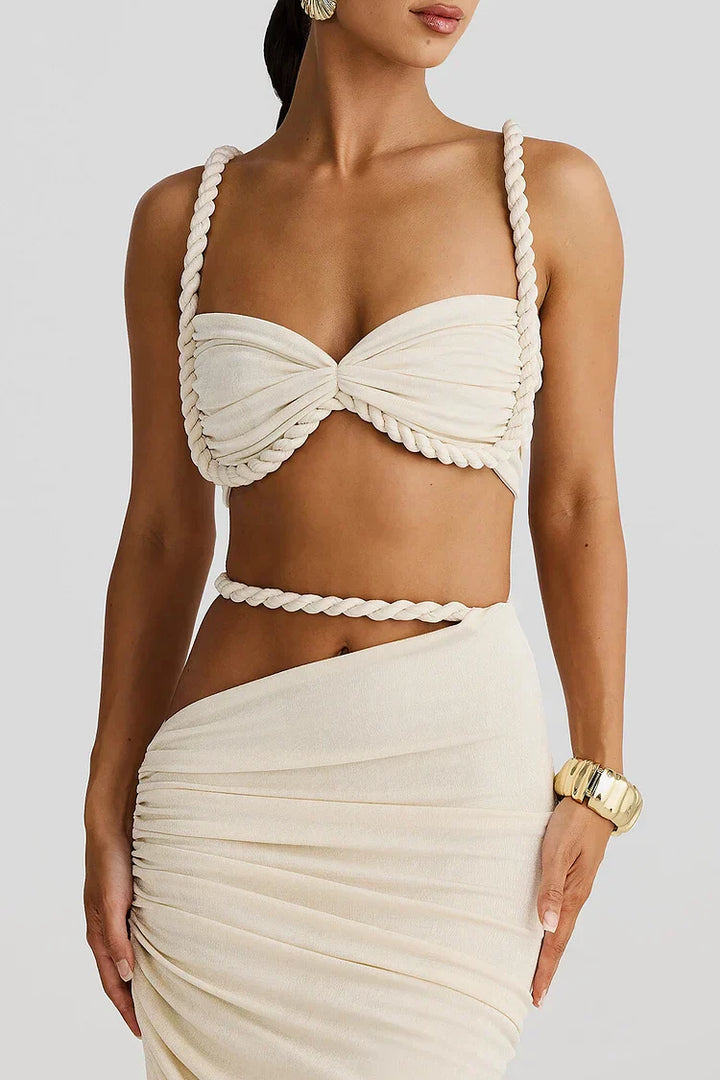 Naomi - Irregular Pleated Long Skirt Two-Piece Dress