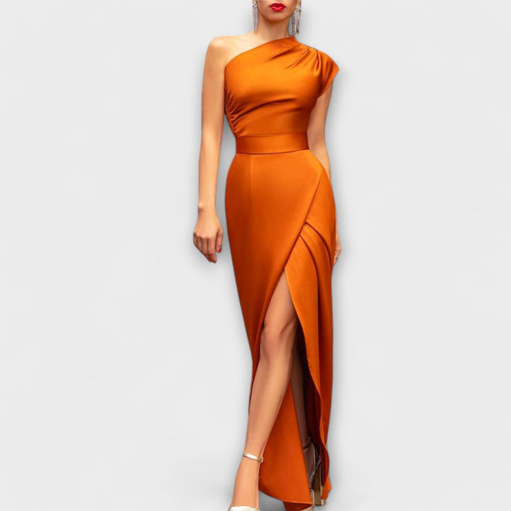 Riley - Women Stacked Sleeveless Cutout Front Split Maxi Dress