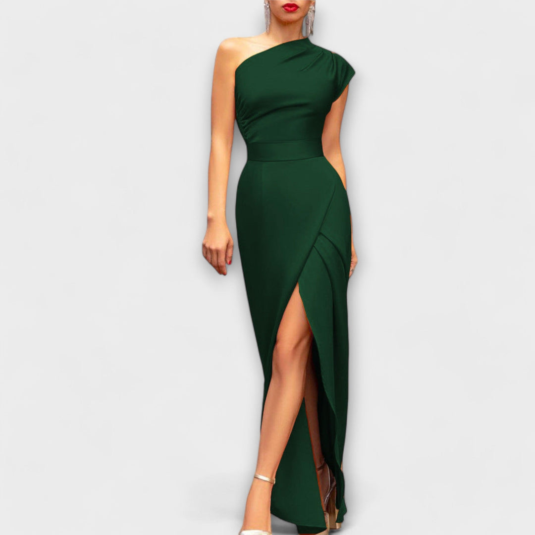 Riley - Women Stacked Sleeveless Cutout Front Split Maxi Dress