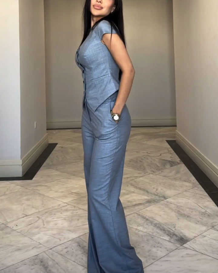 Ulani - Elegant Sleeveless Top and Wide-Leg Pants Set