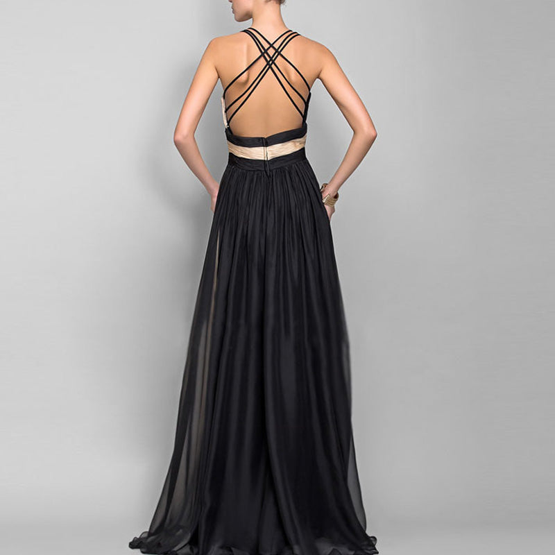 Chloe - Boat Neck Gradient Patchwork Women Party Dress