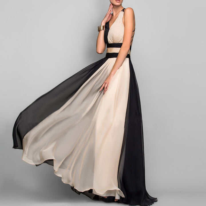 Chloe - Boat Neck Gradient Patchwork Women Party Dress