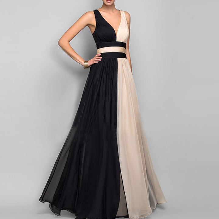 Chloe - Boat Neck Gradient Patchwork Women Party Dress