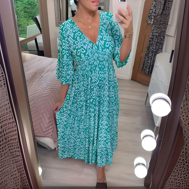 Linnea - V-neck Butterfly Floral Print Dress
