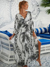 Camila - Casual V-neck Side Split Tropical Beach Dress