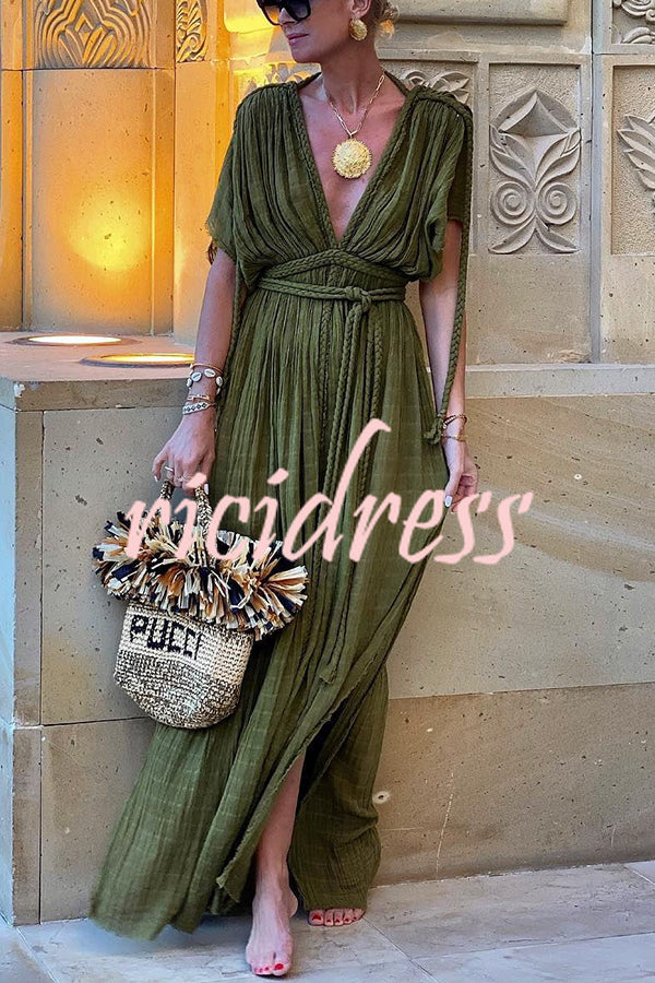 Junia - Backless Halter Holiday Maxi Dress