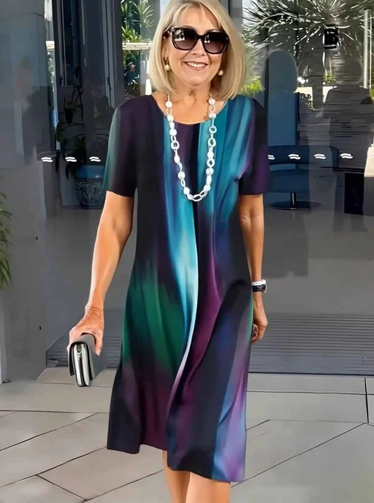 Rosara - Comfortable Loose Printed Medium Dress