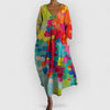 Aislinn - Boho 3D Printed Cotton Linen Dress