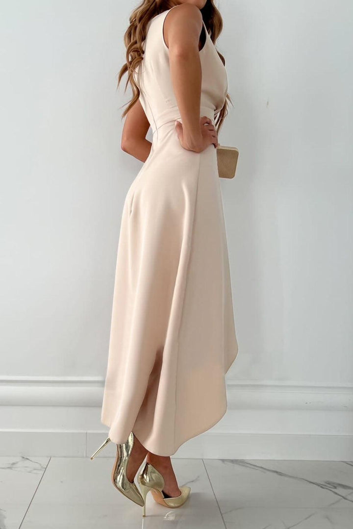 Kaelis - Chic Waist-Belted Asymmetrical Dress