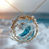 Layla - Sky Blue Ocean Wave Pendant Necklace