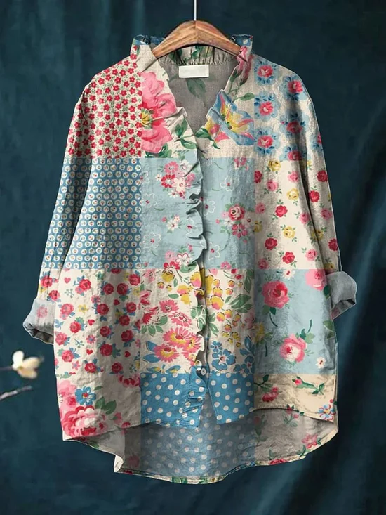 Antonella – Floral Cotton-Linen Shirt