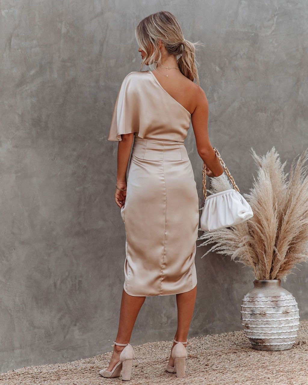 Hannah - One Shoulder Batwing Sleeve Cocktail Party Dress