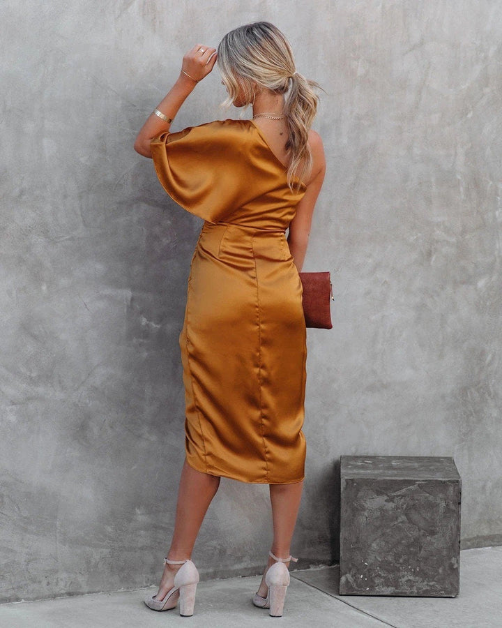 Hannah - One Shoulder Batwing Sleeve Cocktail Party Dress