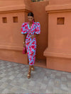 Chloe - Vibrant Bubble Short Sleeve Midi Dress