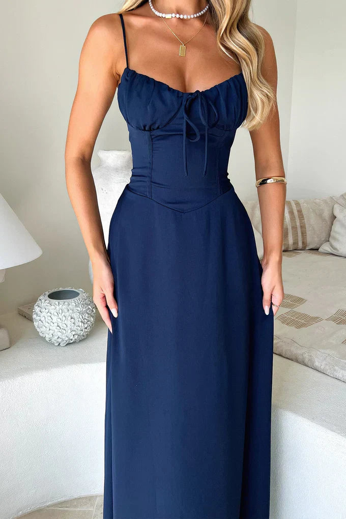 Evelyn - Chic Spaghetti Strap Waistband A-Line Dress