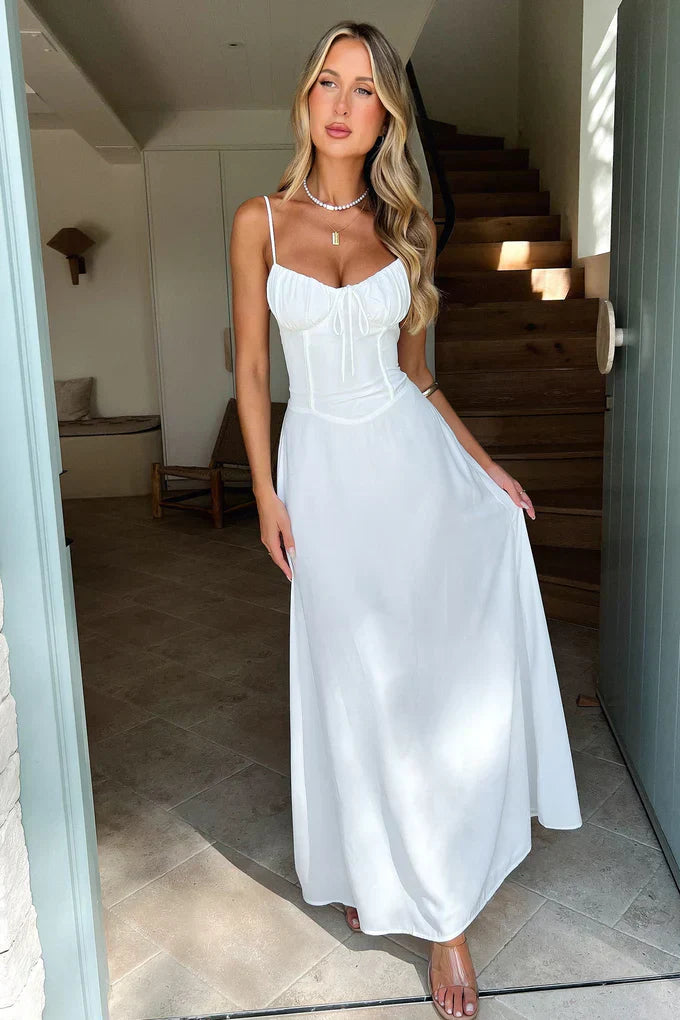 Evelyn - Chic Spaghetti Strap Waistband A-Line Dress