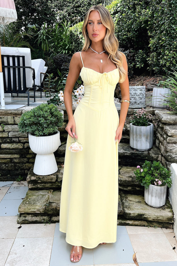 Evelyn - Chic Spaghetti Strap Waistband A-Line Dress
