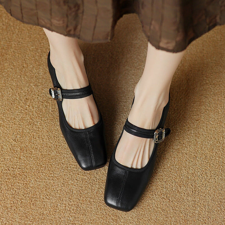 Saffron - Trendy French Style Chunky Heel Shoes